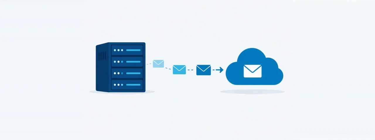 Illustratie: e-mail verhuist van een oude server naar de cloud